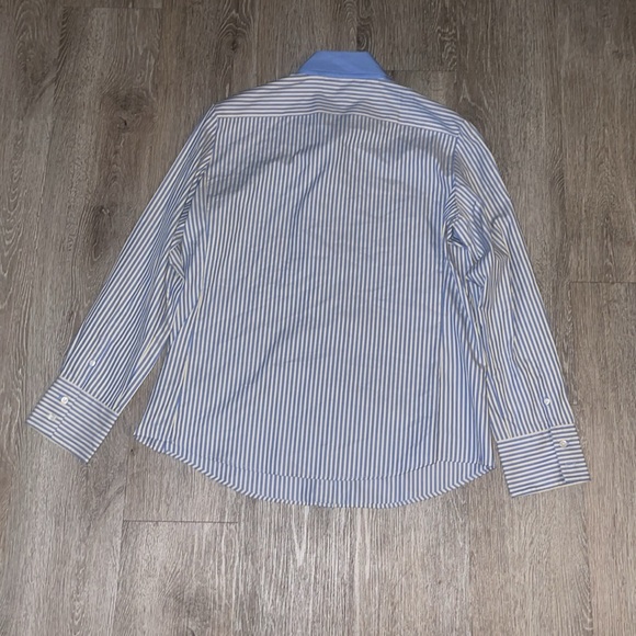 Faconnable France Long Sleeve Cotton Button Down Shirt size 16 blue and yellow - Picture 7 of 10